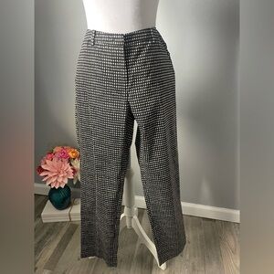 Weekend Max Mara Slim Cigarette Stretch Women's Black White Check Crop Pants